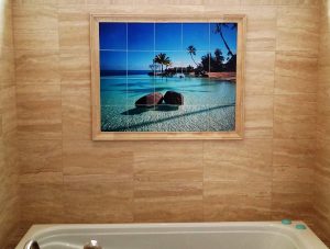 Beach Sunset Bathroom Shower Tile Mural