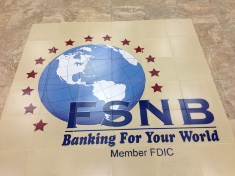 Bank Logo on Custom Floor Tile Medallion