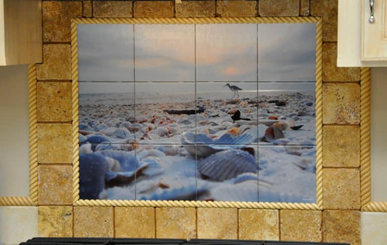 Beach Scene Custom Tile Kitchen Backsplash Mural