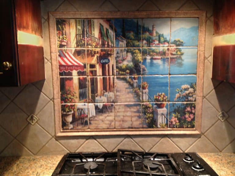 Tumbled Art Tile Kitchen Backsplash