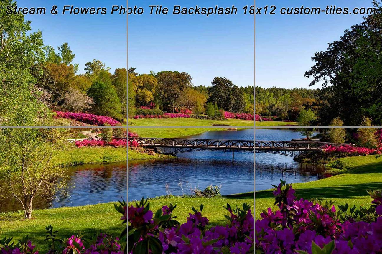 Stream-&-Flowers-Photo-Tile-Backsplash-18x12-custom-tiles.com