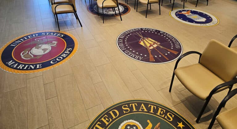 Custom Decorated Military Floor Tile Medallions